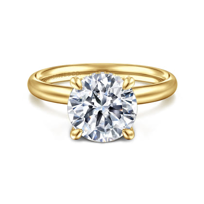 Peace - 14K Yellow Gold Round Hidden Halo Diamond Engagement Ring