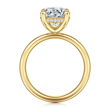 Peace - 14K Yellow Gold Round Hidden Halo Diamond Engagement Ring