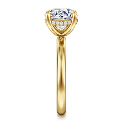 Peace - 14K Yellow Gold Round Hidden Halo Diamond Engagement Ring