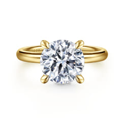 Peace - 14K Yellow Gold Round Hidden Halo Diamond Engagement Ring