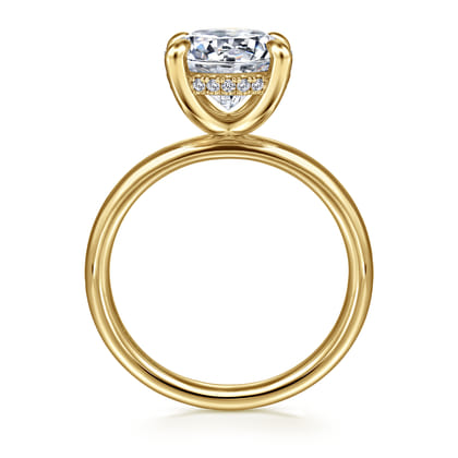 Peace - 14K Yellow Gold Round Hidden Halo Diamond Engagement Ring