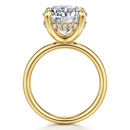 Peace - 14K Yellow Gold Round Hidden Halo Diamond Engagement Ring