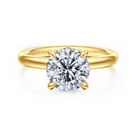 Peace - 14K Yellow Gold Round Hidden Halo Diamond Engagement Ring