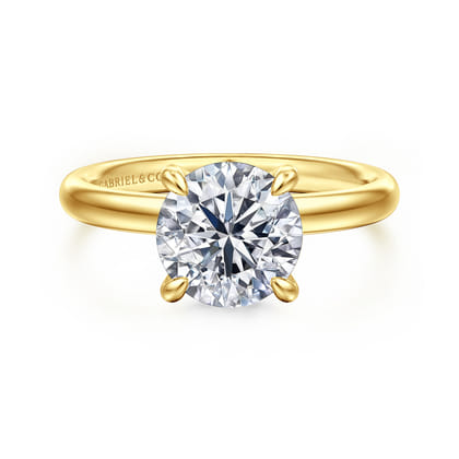 Peace - 14K Yellow Gold Round Hidden Halo Diamond Engagement Ring