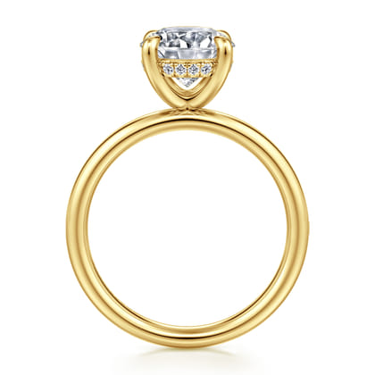 Peace - 14K Yellow Gold Round Hidden Halo Diamond Engagement Ring