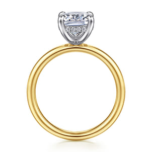 Peace - 14K Yellow-White Gold Elongated Cushion Hidden Halo Diamond Engagement Ring