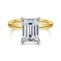 Peace - 14K Yellow-White Gold Emerald Cut Diamond Engagement Ring