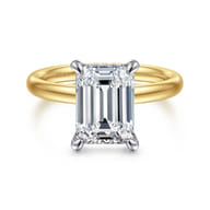 Peace - 14K Yellow-White Gold Emerald Cut Diamond Engagement Ring