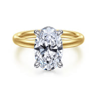 Peace - 14K Yellow-White Gold Oval Diamond Engagement Ring