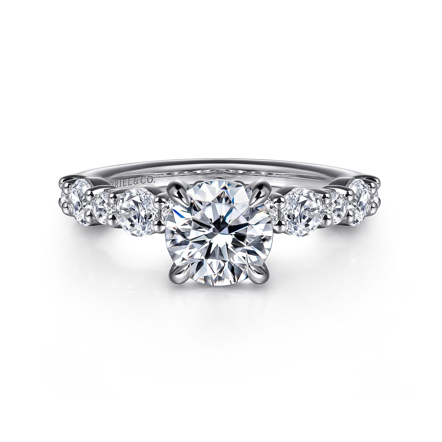 Peak - 14K White Gold Round Diamond Engagement Ring