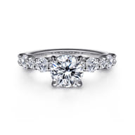 Peak - 14K White Gold Round Diamond Engagement Ring