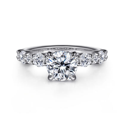 Peak - 14K White Gold Round Diamond Engagement Ring