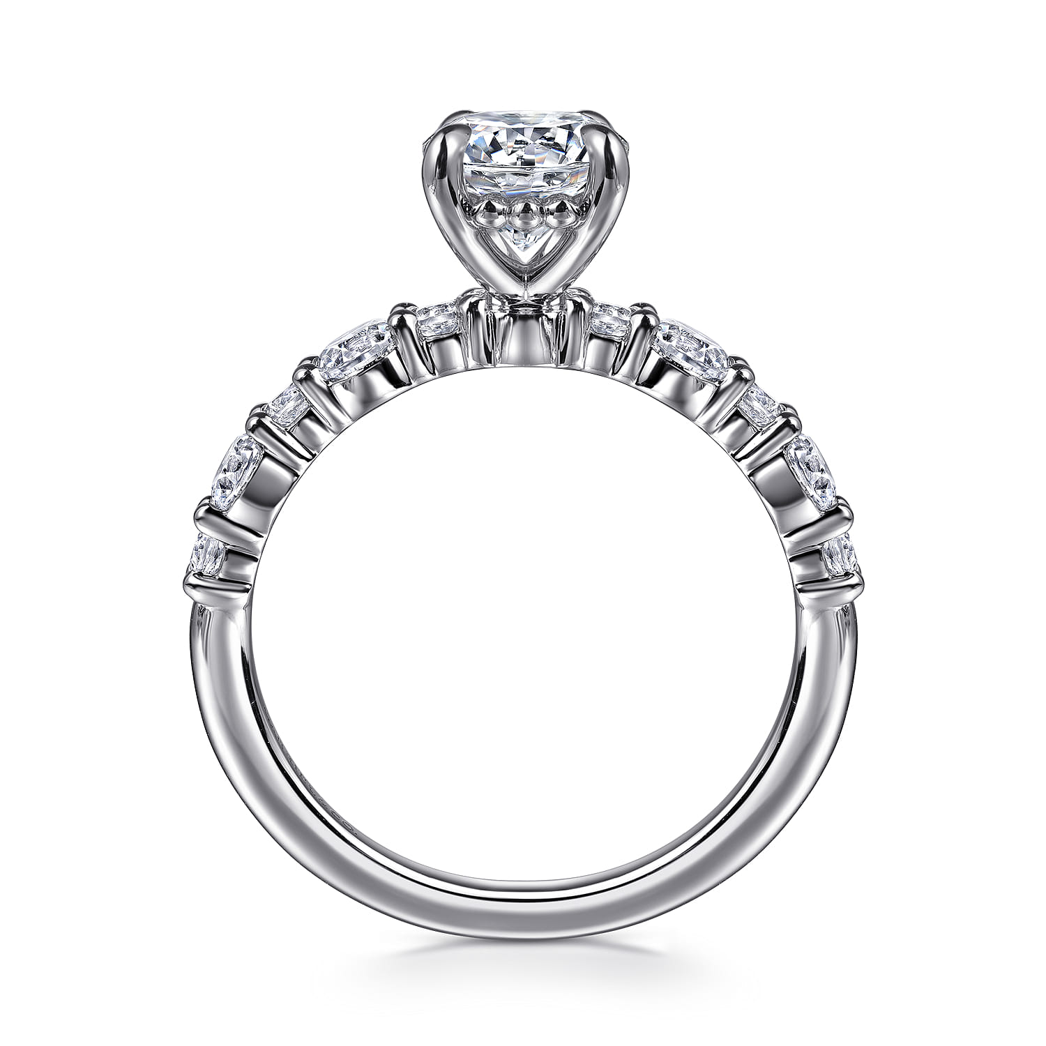 Peak - 14K White Gold Round Diamond Engagement Ring