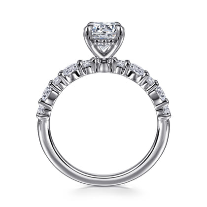 Peak - 14K White Gold Round Diamond Engagement Ring