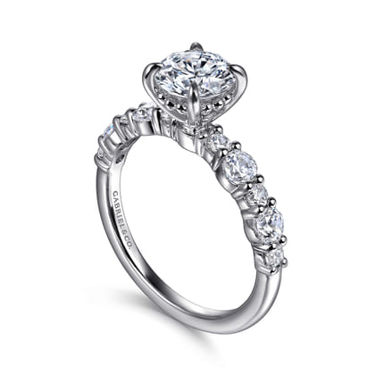 Peak - 14K White Gold Round Diamond Engagement Ring