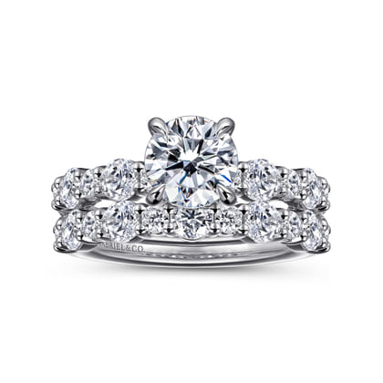 Peak - 14K White Gold Round Diamond Engagement Ring