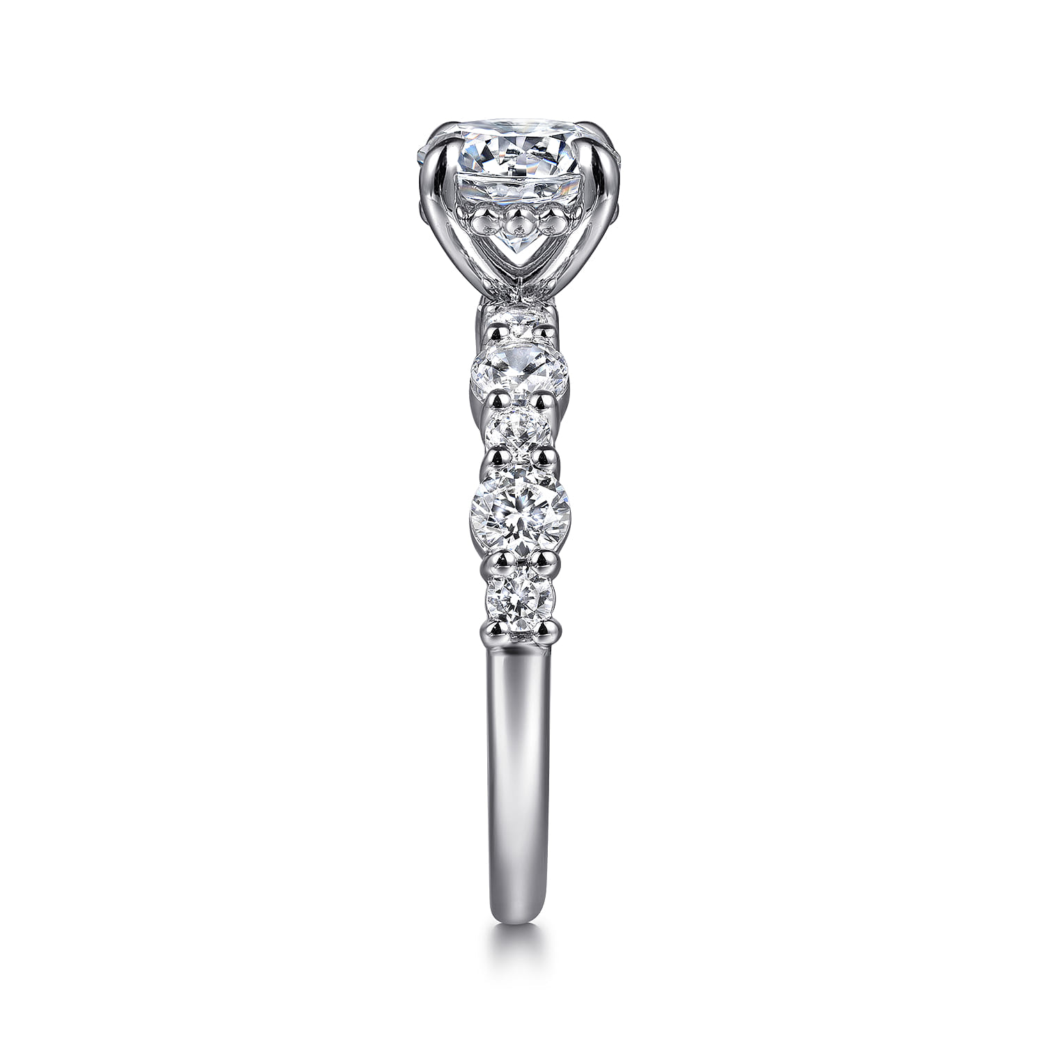 Peak - 14K White Gold Round Diamond Engagement Ring