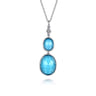 Pendant Drop Necklace 925 Sterling Silver Rock Crystal and Turquoise Bujukan