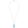 Pendant Drop Necklace 925 Sterling Silver Rock Crystal and Turquoise Bujukan