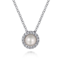 Pendant-Necklace-14K-White-Gold-Diamond-and-Pearl-0.05ct1