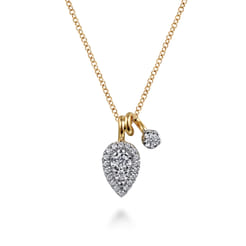Pendant Necklace 14K White and Yellow Gold Diamond 0.3ct