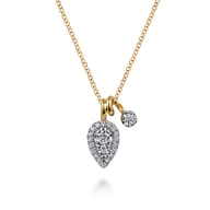 Pendant Necklace 14K White and Yellow Gold Diamond 0.3ct