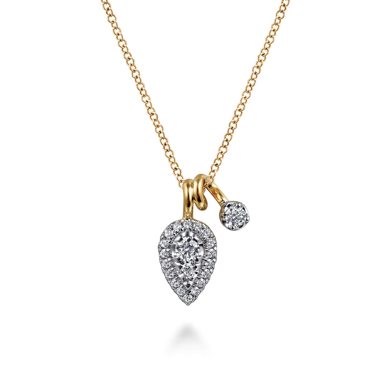 Pendant Necklace 14K White and Yellow Gold Diamond 0.3ct - 0.3 ct - Shot 1