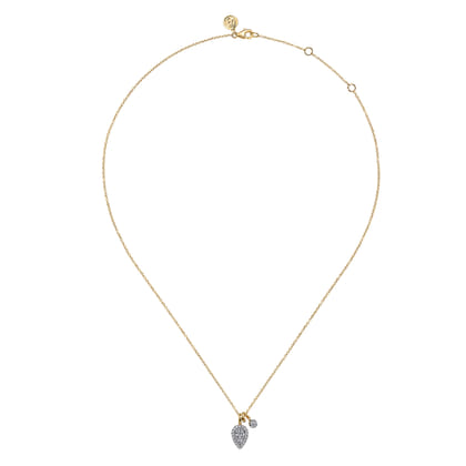 Pendant Necklace 14K White and Yellow Gold Diamond 0.3ct