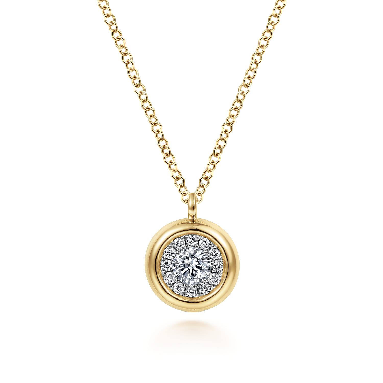 Pendant Necklace 14K Yellow Gold Diamond 0.25ct - 0.25 ct - Shot 1