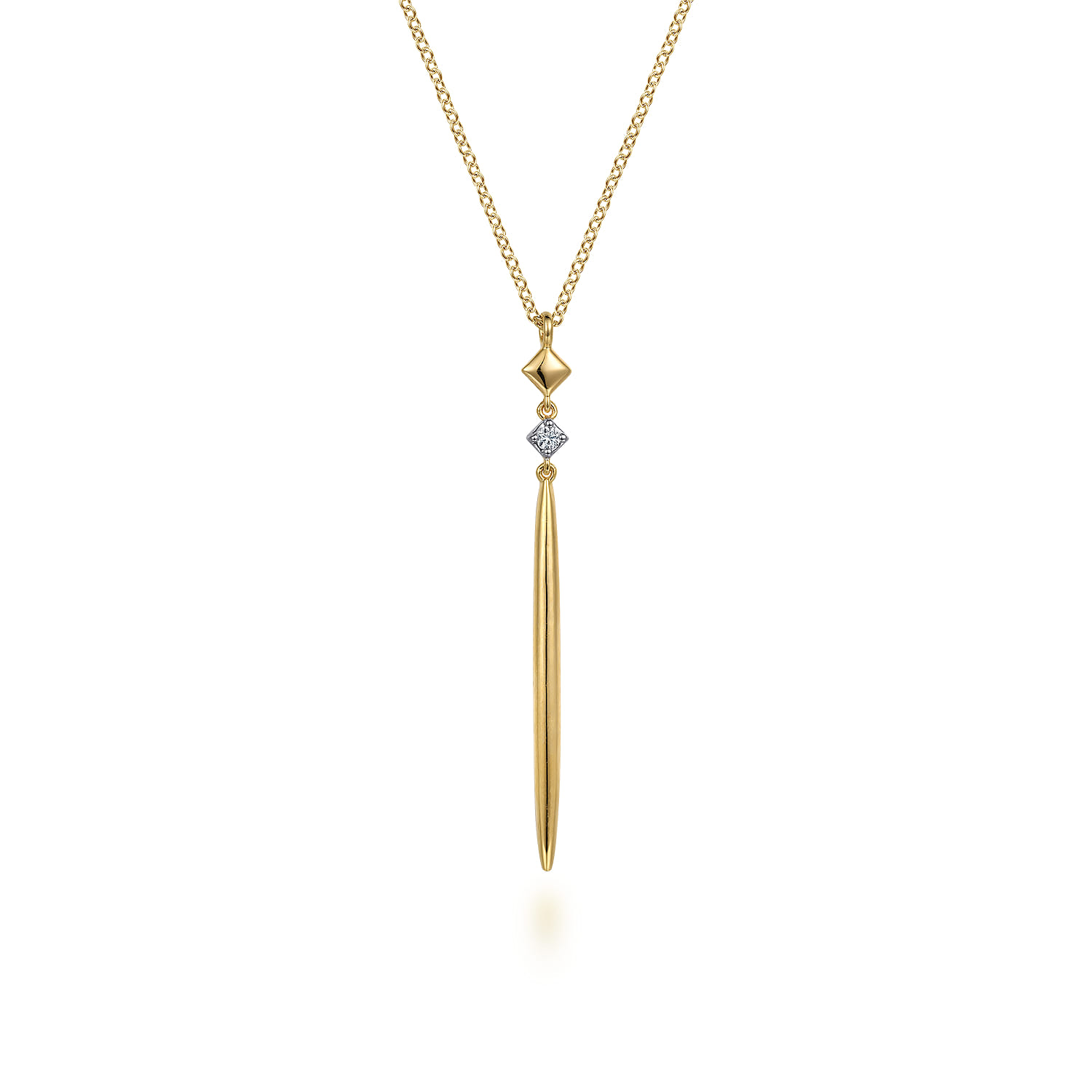 Pendant Necklace 14K Yellow Gold Diamond Drop 0.03ct - 0.03 ct - Shot 1