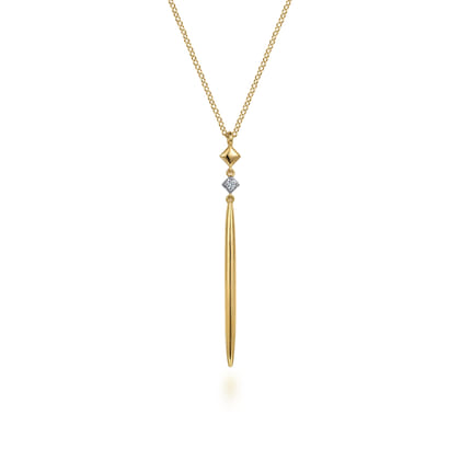 Pendant Necklace 14K Yellow Gold Diamond Drop 0.03ct