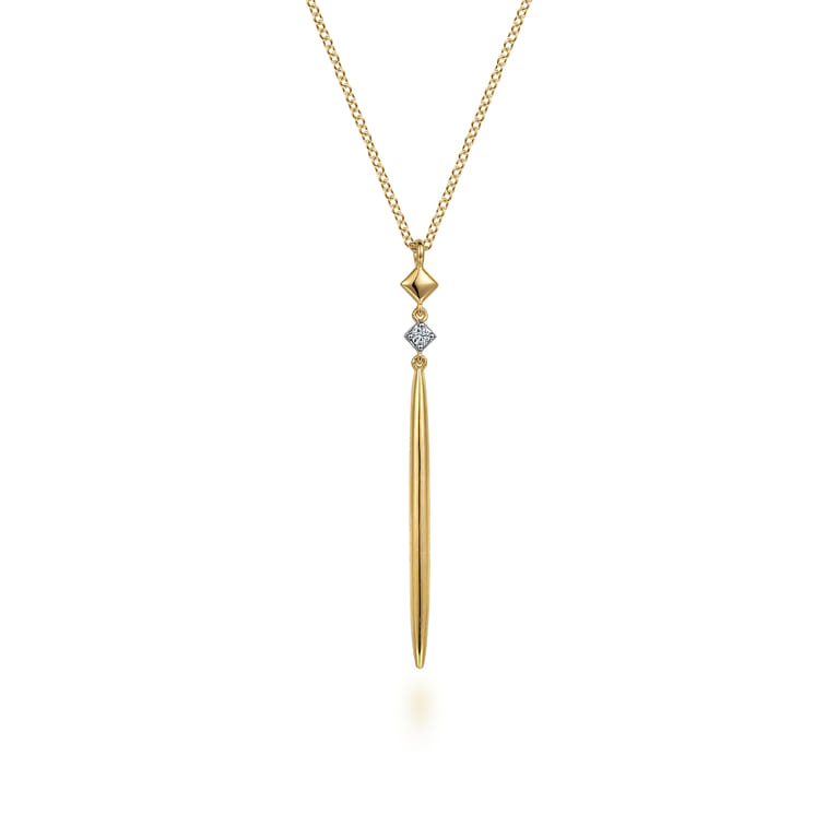 Pendant Necklace 14K Yellow Gold Diamond Drop 0.03ct - 0.03 ct - Shot 1