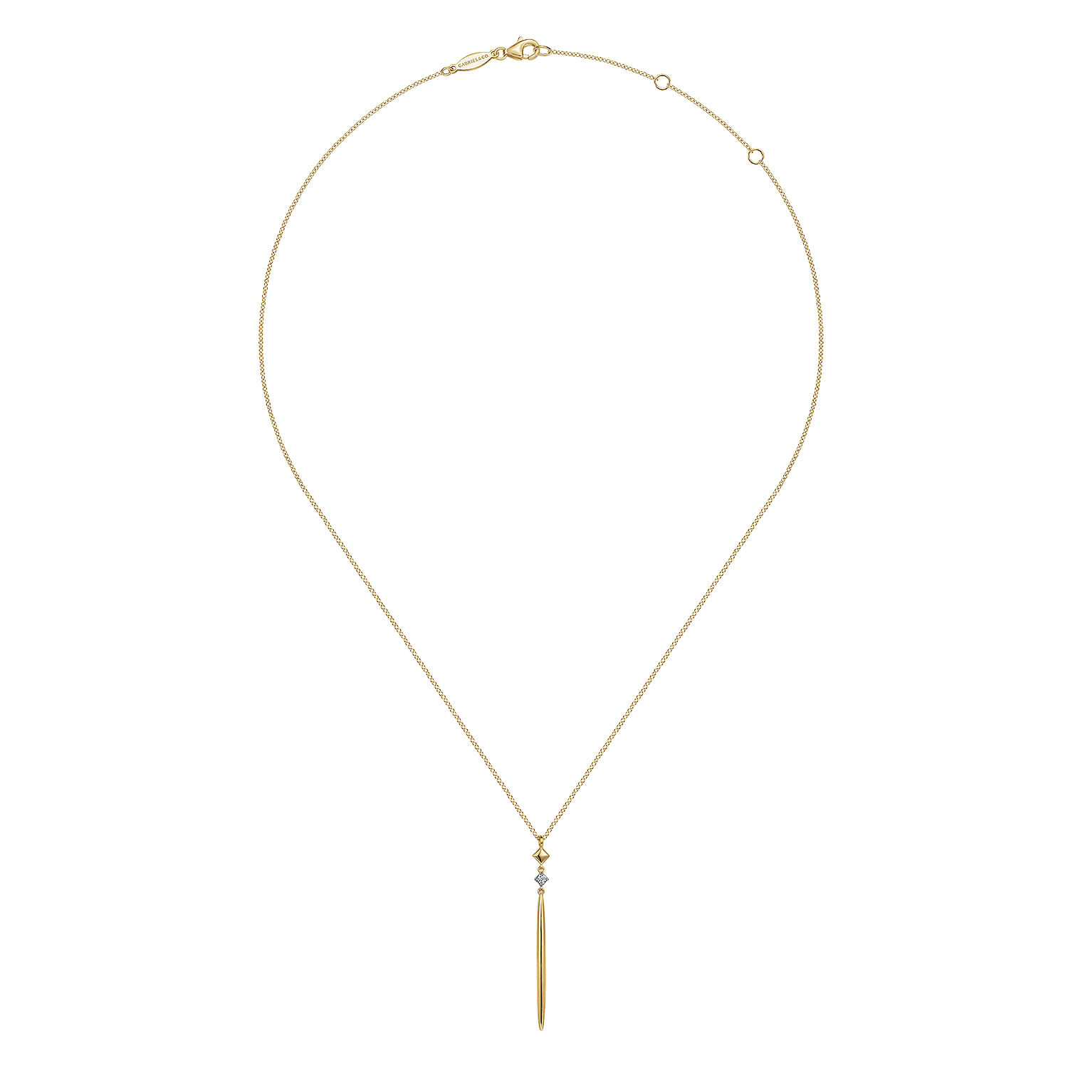 Pendant Necklace 14K Yellow Gold Diamond Drop 0.03ct - 0.03 ct - Shot 2