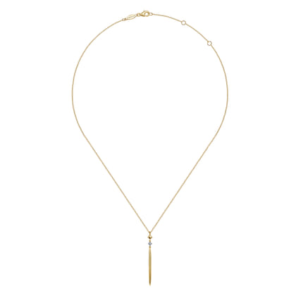 Pendant Necklace 14K Yellow Gold Diamond Drop 0.03ct