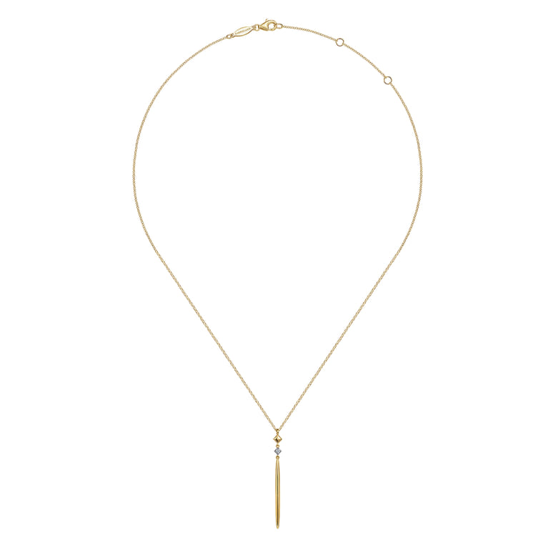 Pendant Necklace 14K Yellow Gold Diamond Drop 0.03ct - 0.03 ct - Shot 2