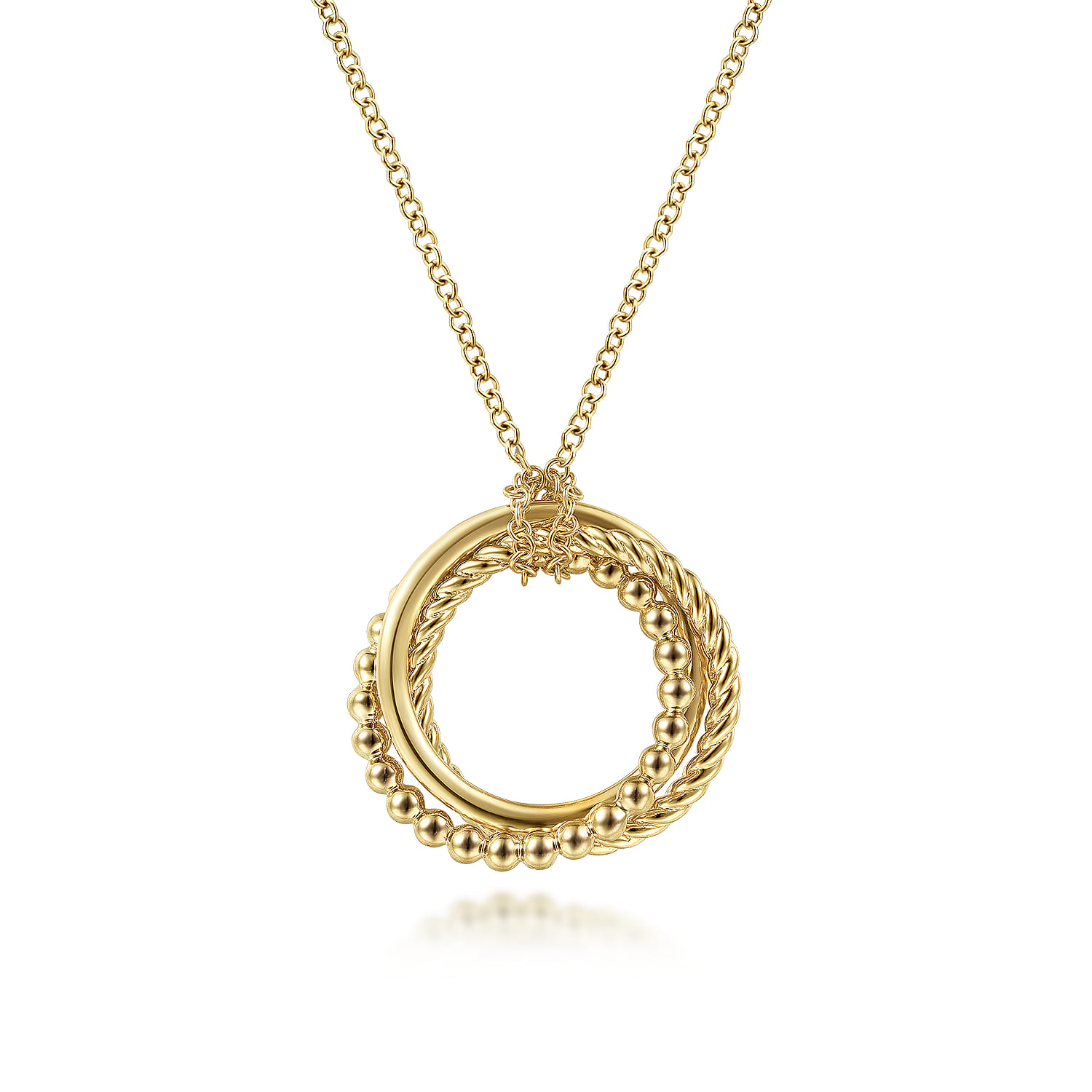 Pendant Necklace 14K Yellow Gold Rope Bujukan - Shot 1