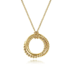 Pendant Necklace 14K Yellow Gold Rope Bujukan