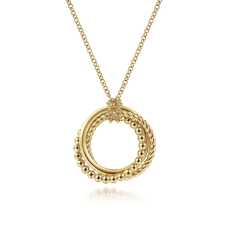 Pendant Necklace 14K Yellow Gold Rope Bujukan - Shot 1