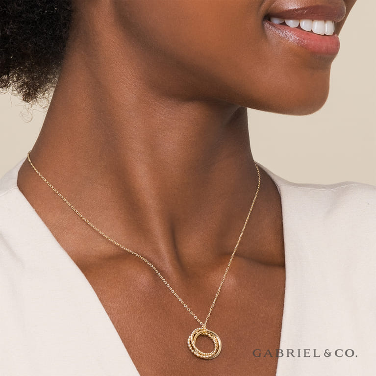 Pendant Necklace 14K Yellow Gold Rope Bujukan - Shot 4