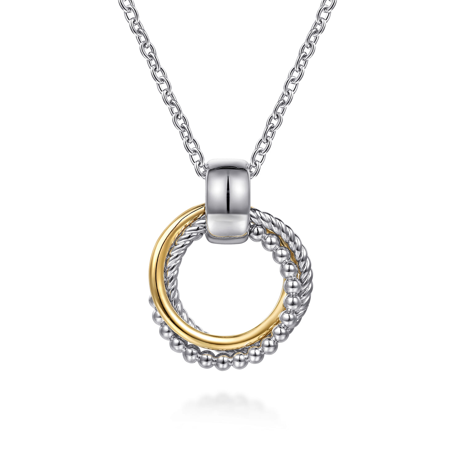 Pendant Necklace 14K Yellow Gold and 925 Sterling Silver Bujukan