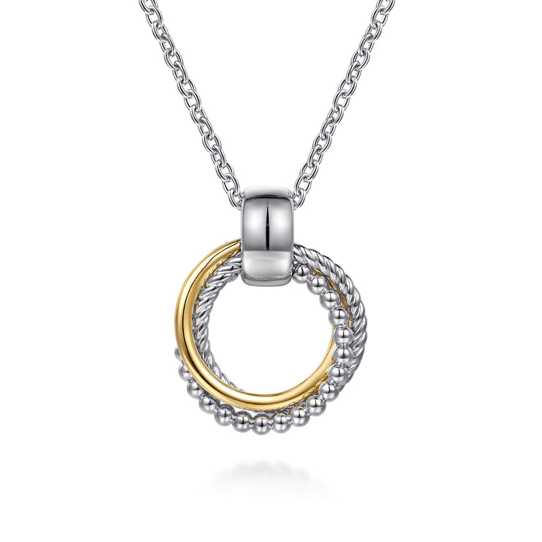 Pendant Necklace 14K Yellow Gold and 925 Sterling Silver Bujukan - Shot 1