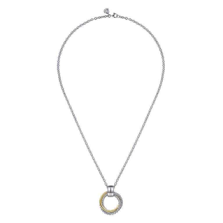 Pendant Necklace 14K Yellow Gold and 925 Sterling Silver Bujukan - Shot 2
