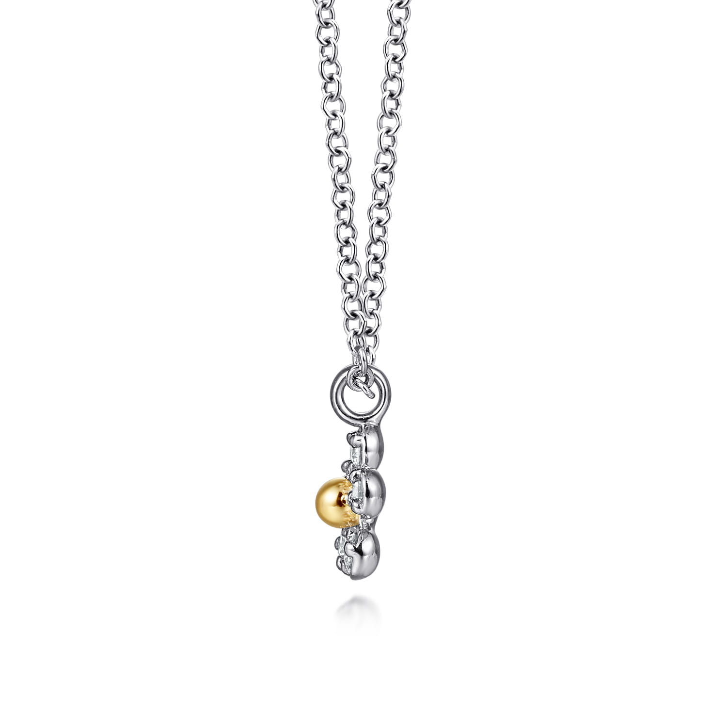 Pendant Necklace 14K Yellow Gold and 925 Sterling Silver Diamond 0.08ct