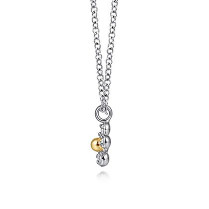 Pendant Necklace 14K Yellow Gold and 925 Sterling Silver Diamond 0.08ct