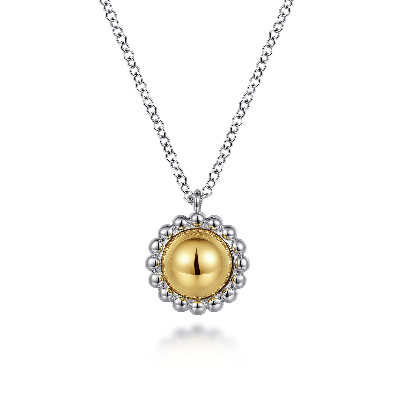 Pendant Necklace 14K Yellow Gold and 925 Sterling Silver - Shot 1