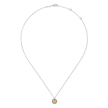Pendant Necklace 14K Yellow Gold and 925 Sterling Silver