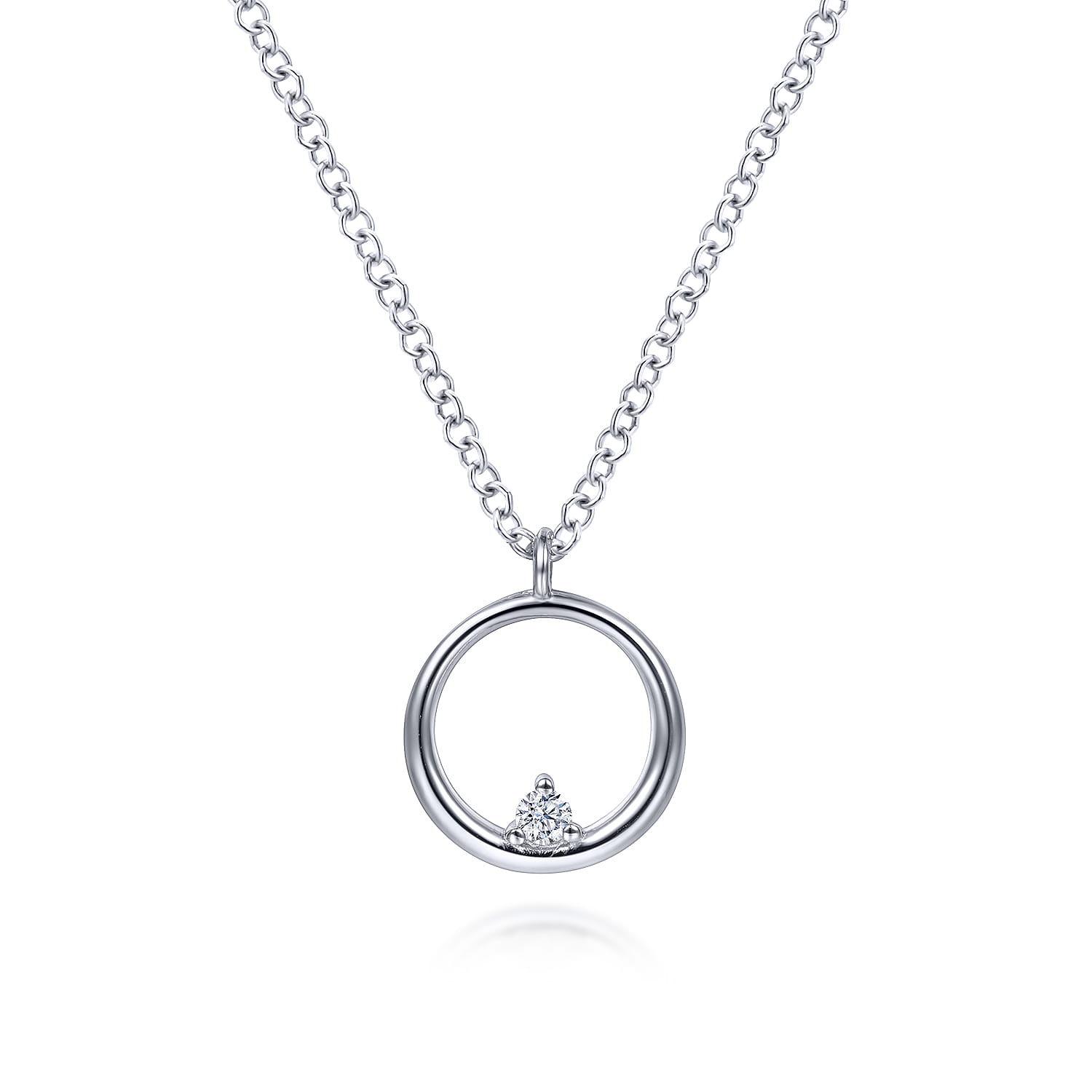 Pendant Necklace 925 Sterling Silver Diamond 0.03ct - 0.03 ct - Shot 1