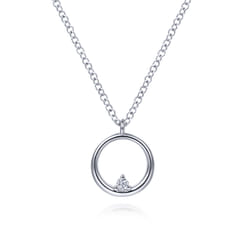 Pendant Necklace 925 Sterling Silver Diamond 0.03ct
