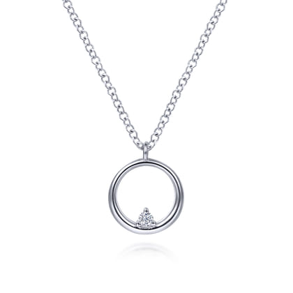 Pendant Necklace 925 Sterling Silver Diamond 0.03ct