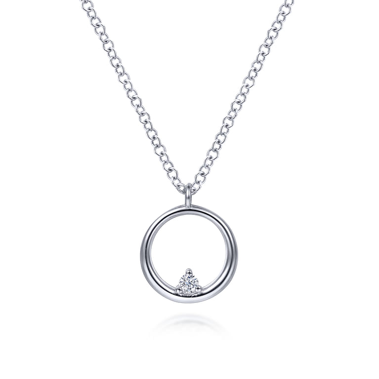 Pendant Necklace 925 Sterling Silver Diamond 0.03ct - 0.03 ct - Shot 1